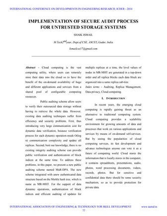 Iaetsd implementation of secure audit process