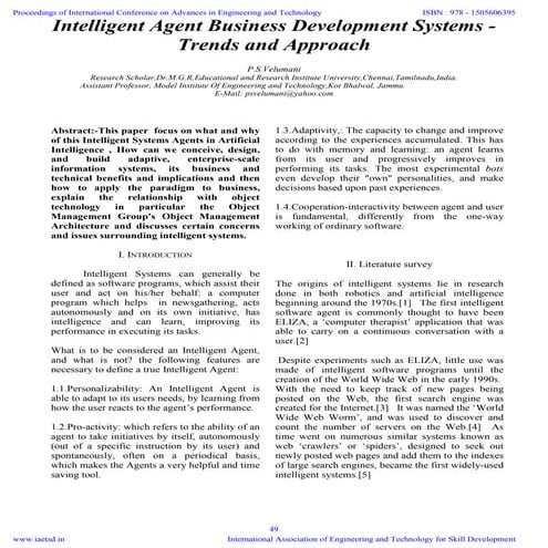 Iaetsd intelligent agent business development systems -trends and approach