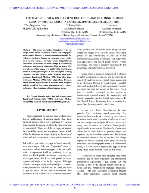 Iaetsd literature review on efficient detection and filtering of high