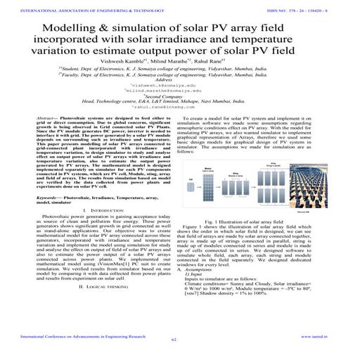 Iaetsd modelling & simulation of solar pv array field | PDF