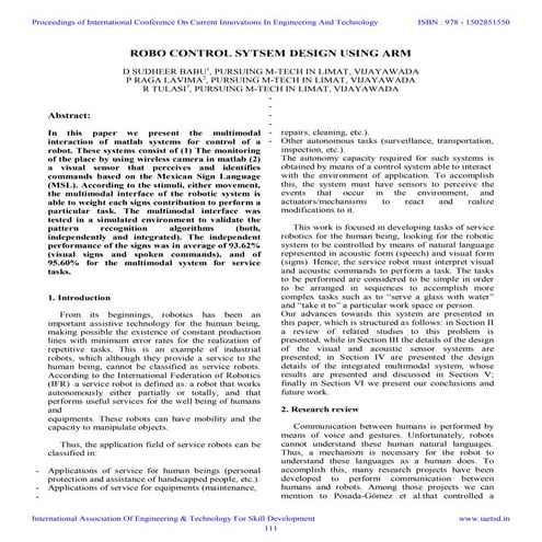 Iaetsd robo control sytsem design using arm