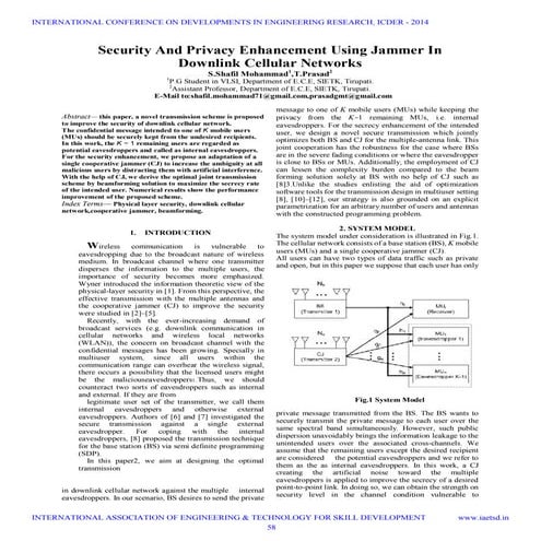 Iaetsd security and privacy enhancement using jammer in