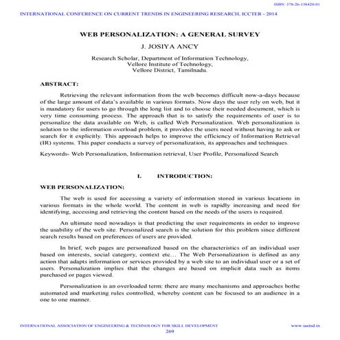 Iaetsd web personalization a general survey