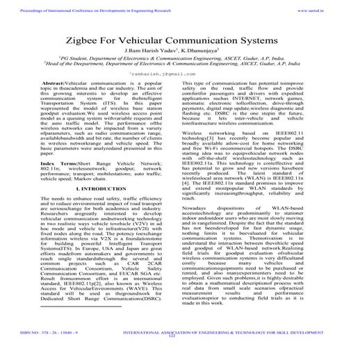 Iaetsd zigbee for vehicular communication systems