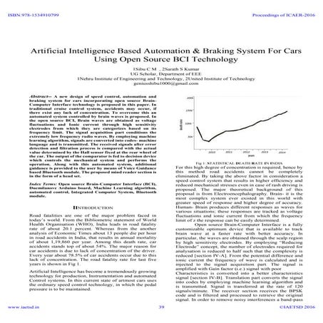 Iaetsd artificial intelligence based automation &amp; braking system for cars...