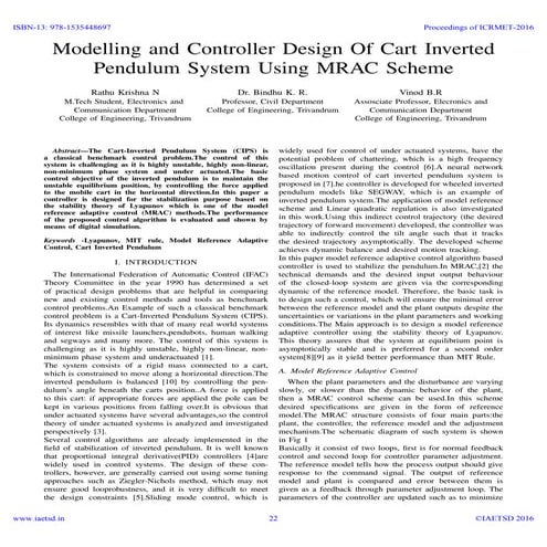 Iaetsd modelling and controller design of cart inverted pendulum system using...