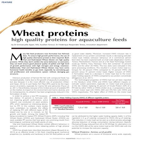Wheat proteins - high quality proteins for aquaculture feeds