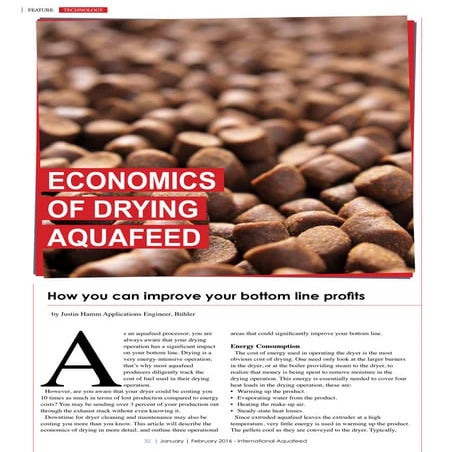 Economics of drying aquafeed
