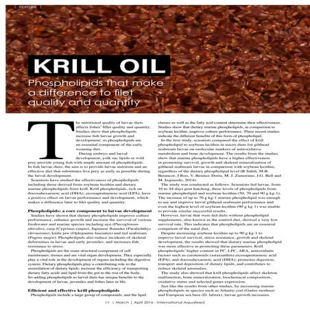 KRILL OIL: Phospholipids that make a difference to filet quality and quantity