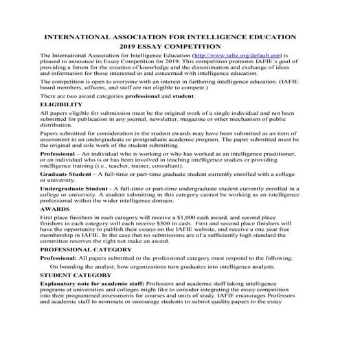 IAFIE Essay Comptetion 2019 