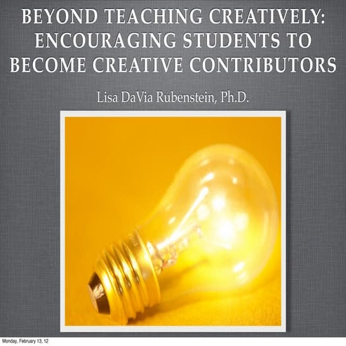 Teaching Students to be Creative Contributors | PDF