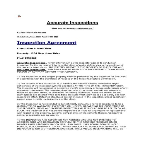 Inspection Agreement