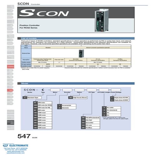Iai scon controller_specsheet