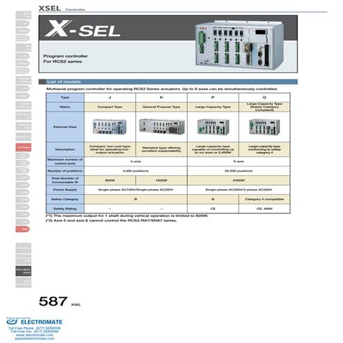 Iai xsel controller_specsheet