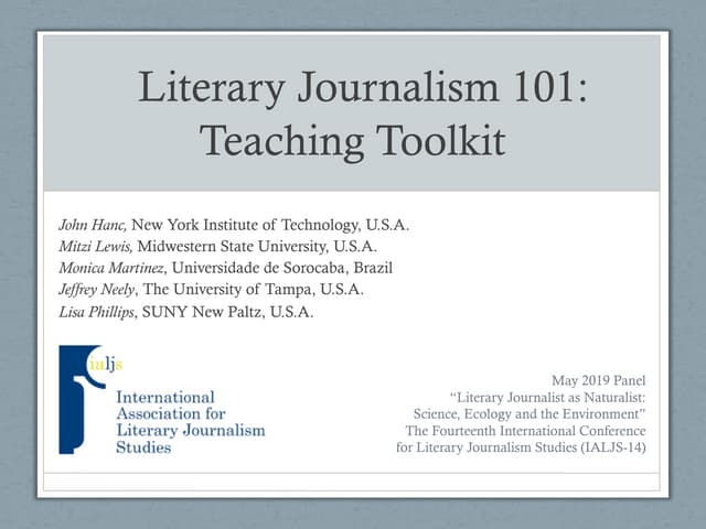 Literary Journalism 101: Teaching Toolkit