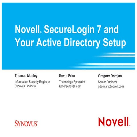 Novell SecureLogin 7 and Your Microsoft Active Directory Setup