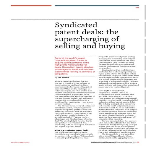 Syndicated Patent Deals = Supercharging the buying and selling of patents by ...