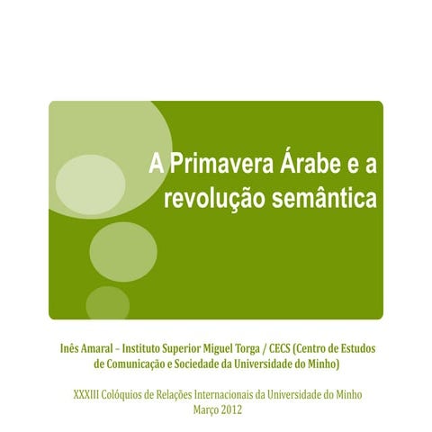 A Primavera Árabe e a Revolução Semântica