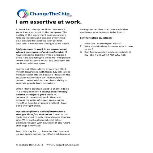 I am assertive at work