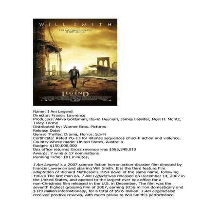 I Am Legend Case Study