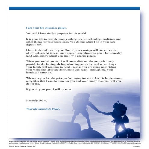 I AM YOUR INSURANCE POLICY LETTER | PDF