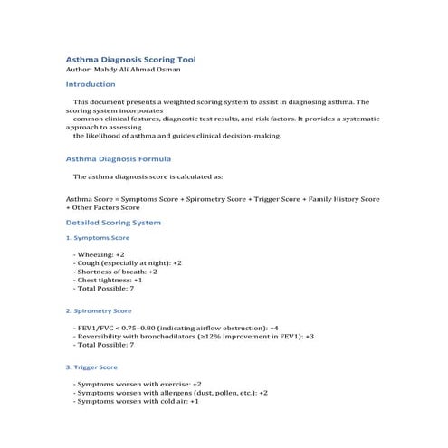 Simplified Asthma Exacerbation Prediction Scoring_Tool | PDF