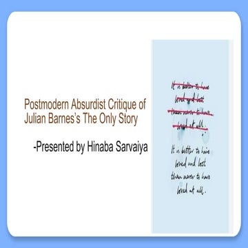  'Postmodern Absurdist Critique of Julian Barnes’s The Only Story' 