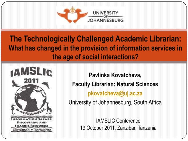 The Technologically Challenged Academic Librarian: What has changed in the pr...