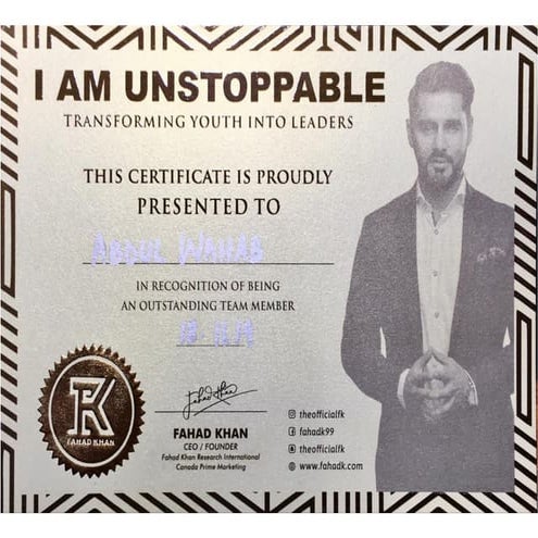 I AM UNSTOPPABLE - FKRI Certificate.