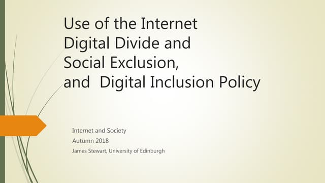 Digital Divide, Social Exclusion, and inclusion policy and new harms