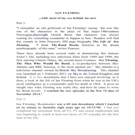 Ian Fleming: A Personal Retrospective