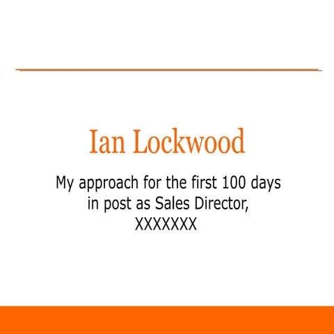 First 100 days as Sales Director 'sample'