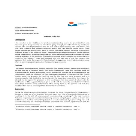 Iannaci   my final reflection