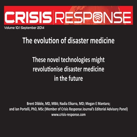 Technology evolutions in disaster medicine - Crisis Response Journal
