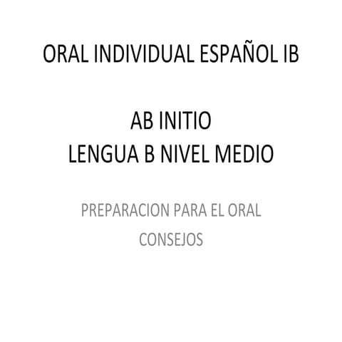 Consejos Oral Individual