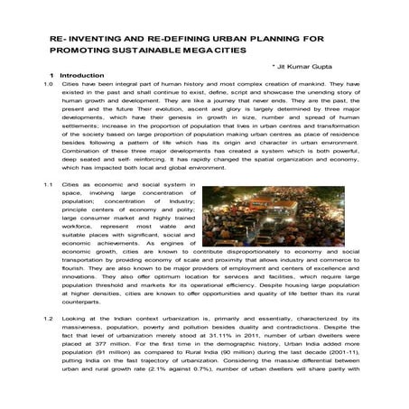 Re-inventing and Re-defining Urban Planning for Promoting Sustainable Mega Ci...