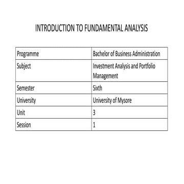 introduction to fundamental analysis