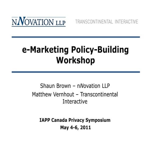 e-Marketing Policy-Building Workshop