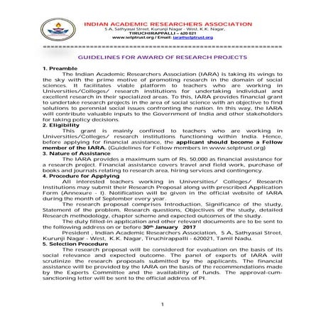 Iara guidelines for financial grant