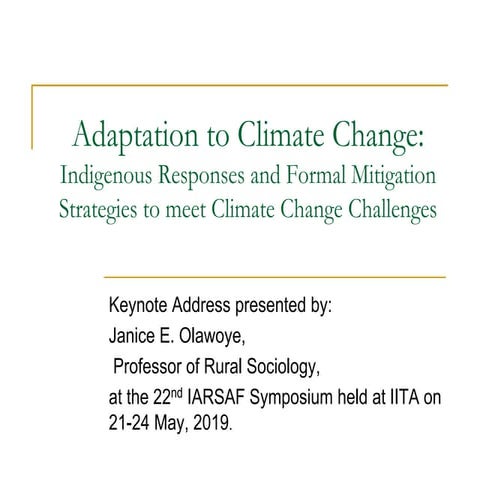 Iarsaf symposium adaptation to climate change