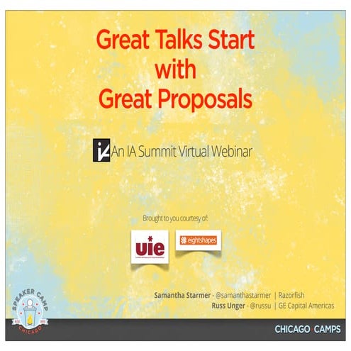 Great Talks Start with Great Proposals: An IA Summit Virtual Webinar