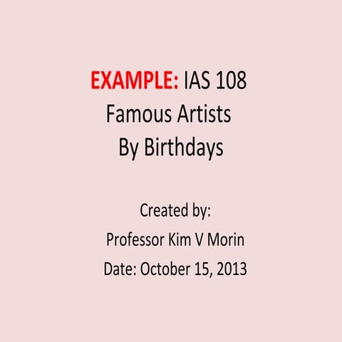 Ias 108 artist birthday example morin