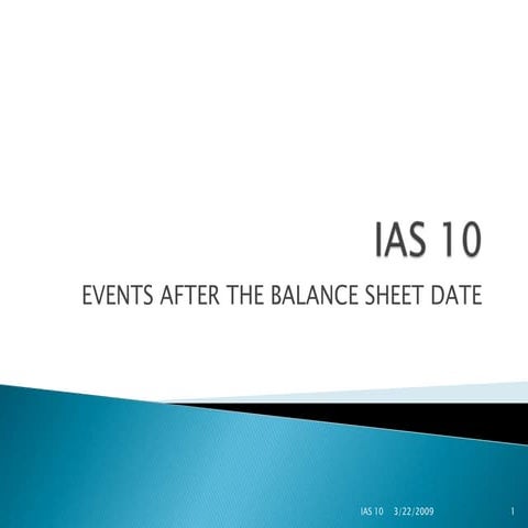 IAS 10 Events After The Balance Sheet Date