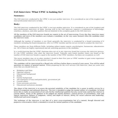 IAS Interview: What UPSC is looking for?