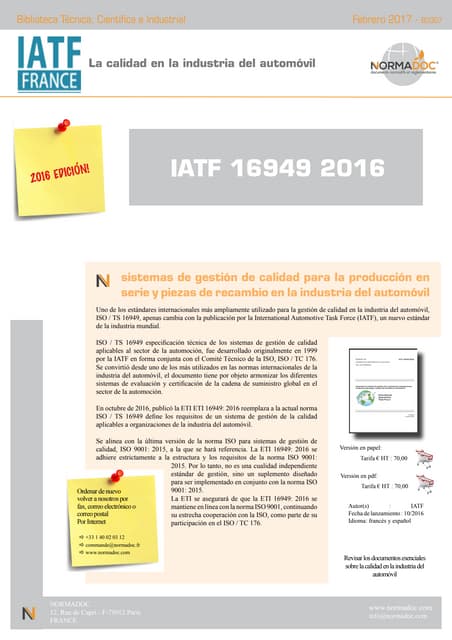 Iatf 16949 2016 en español