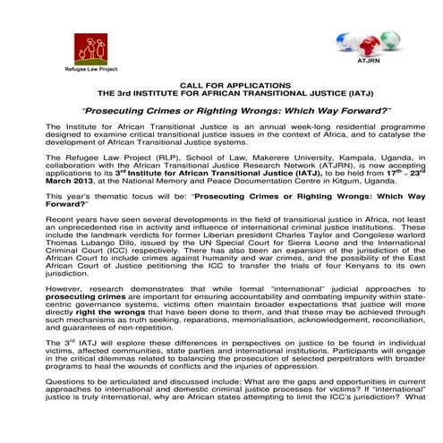 Iatj call for applications