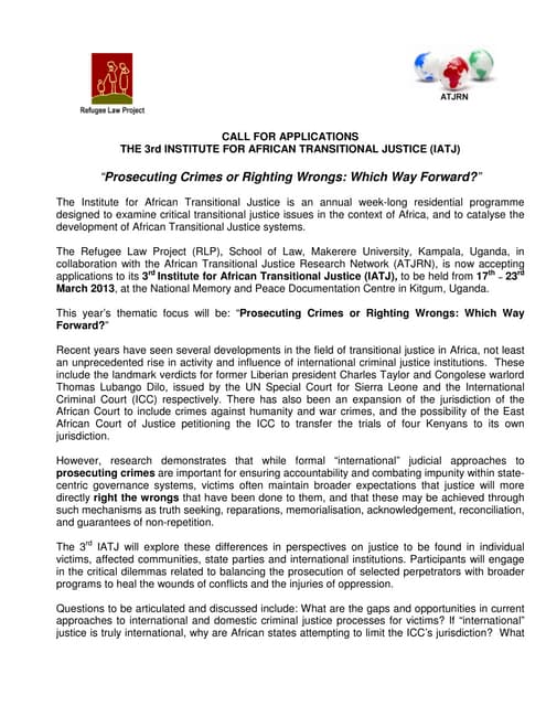 Iatj call for applications
