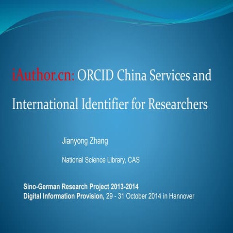 iAuthor.cn: ORCID China Services and International Identifier for Researchers