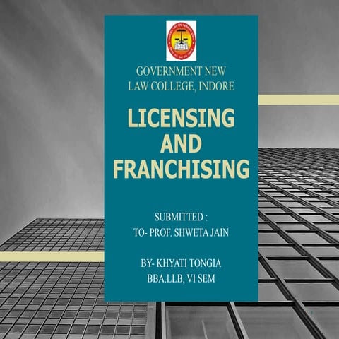 International Business - licensing and franchising