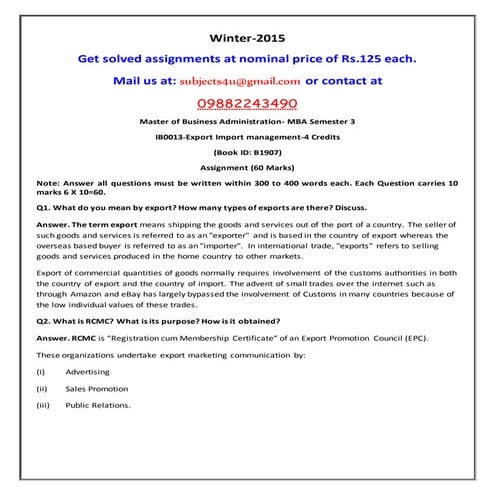 Ib0013 export import management